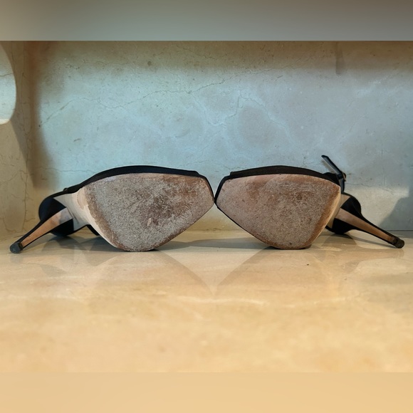 Jimmy Choo Black Satin Peep Toe Platform Slingback Heel - Picture 7 of 7